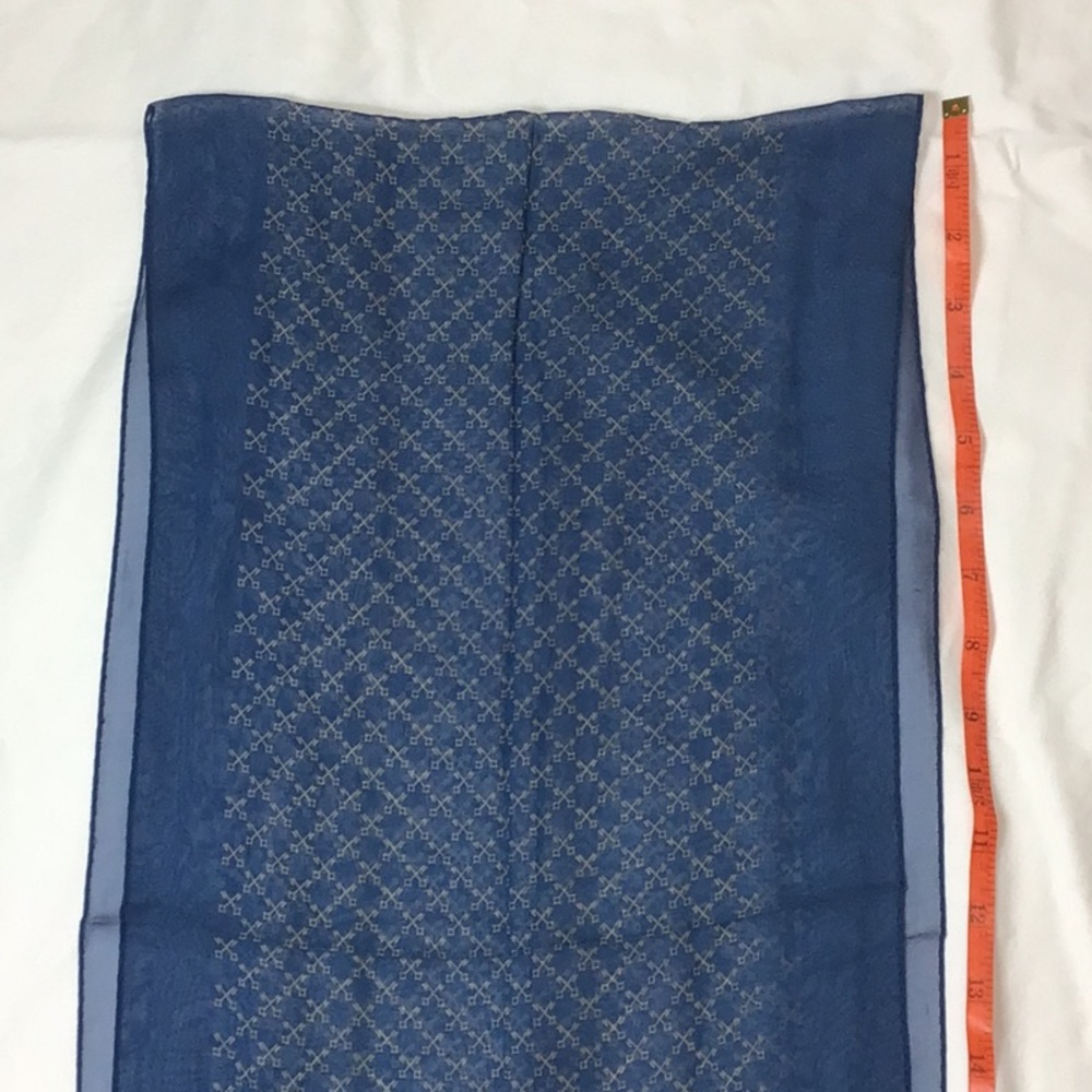 🇸🇪 Rica Sweden Blue Silk Chiffon Oblong Scarf - Picture 6 of 9